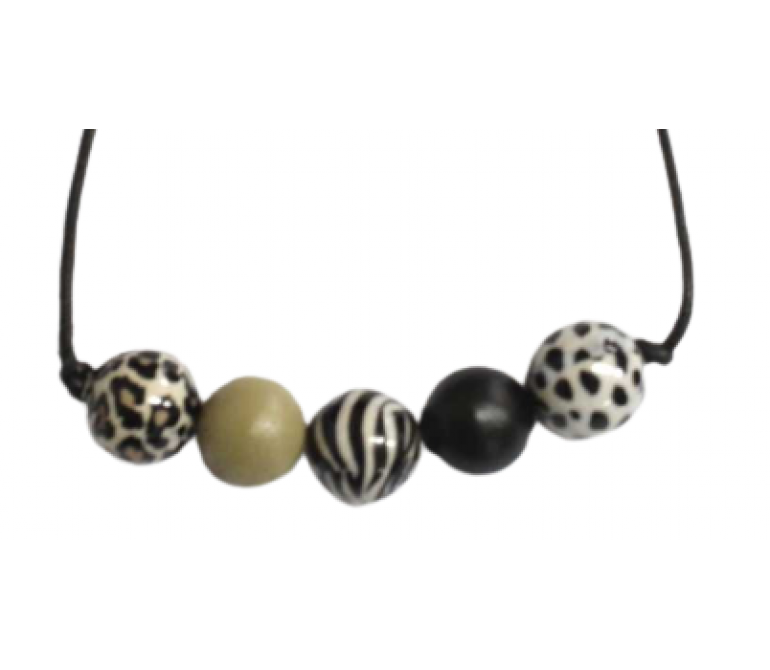 Collar de cinco bolas con print animal