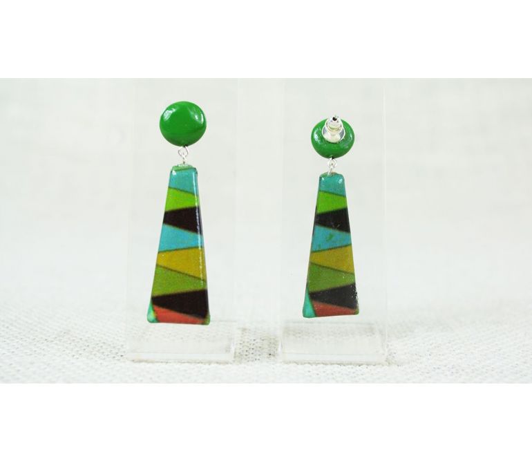 Pendientes Rectangular Estampado Geométrico