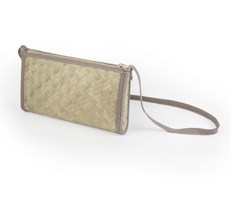 bandolera de rafia cinta color beige oscuro