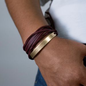  Pulsera Vueltas Múltiples Piel y metal BRACCIALI DI CRISTALLO-PIETRE