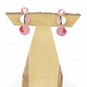  Pendiente tres circulos rosa METAL EARRINGS