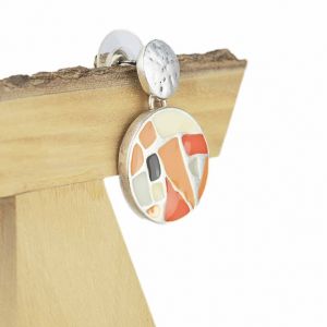  Pendiente dos circulos naranja METAL EARRINGS