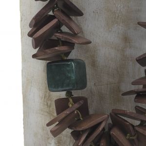  NKI0-8723-CO WOOD, STONE AND RESIN NECKLACES FOR WOMEN