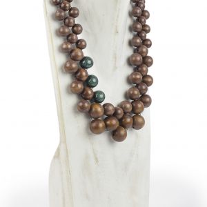  NKI0-8573-CO WOOD, STONE AND RESIN NECKLACES FOR WOMEN