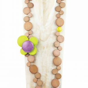  Collar pastillas y flores WOOD, STONE AND RESIN NECKLACES FOR WOMEN