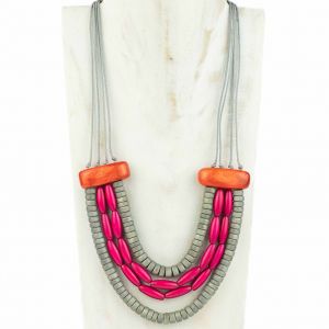  NKV3-9580-CO WOOD, STONE AND RESIN NECKLACES FOR WOMEN