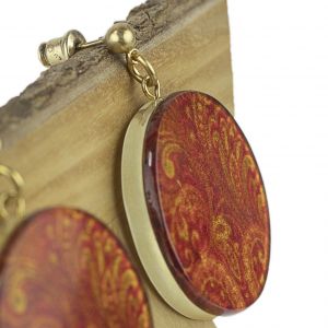  Pendiente redondo DECOUPAGE WOOD-RESIN EARRINGS