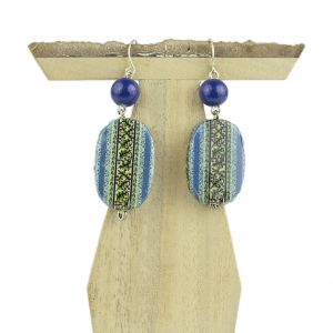  VTI2-0411-PE DECOUPAGE WOOD-RESIN EARRINGS