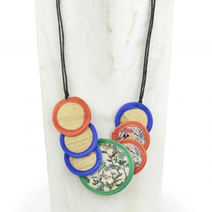  VTV5-0911-CO DECOUPAGE WOOD-RESIN NECKLACES