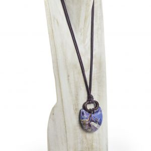  Colgante gong DECOUPAGE WOOD-RESIN NECKLACES
