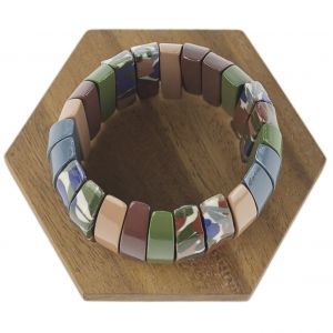  Pulsera elastizada  DECOUPAGE WOOD-RESIN BRACELETS