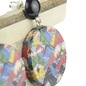  PENDIENTE CIRCULAR DECOUPAGE WOOD-RESIN EARRINGS