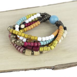  PULSERA CUATRO LINEAS DECOUPAGE WOOD-RESIN BRACELETS