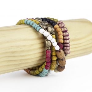  PULSERA CUATRO LINEAS DECOUPAGE WOOD-RESIN BRACELETS