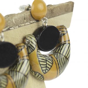  Pendiente con hojas DECOUPAGE WOOD-RESIN EARRINGS