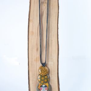  VTY9-1810-CO1 DECOUPAGE WOOD-RESIN NECKLACES